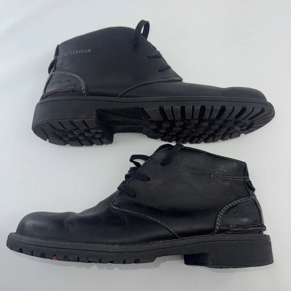 Clarks Kyros Limit‎ Black Leather Chukka Boots Men's 10.5 Ankle Lace Up Classic